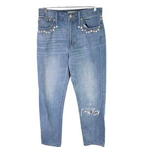 Womens Madewell The Perfect Vintage Denim Blue Jean Daisy Embroidered Size 27